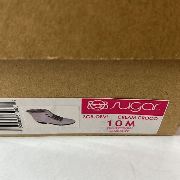 Sugar Obvi Cream Croc Combat Boots size 10M - Picture 7 of 7